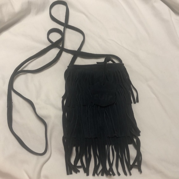 Croute de Cuir navy suede boho sack crossbody w/ fringe. France. EUC. - Picture 7 of 10